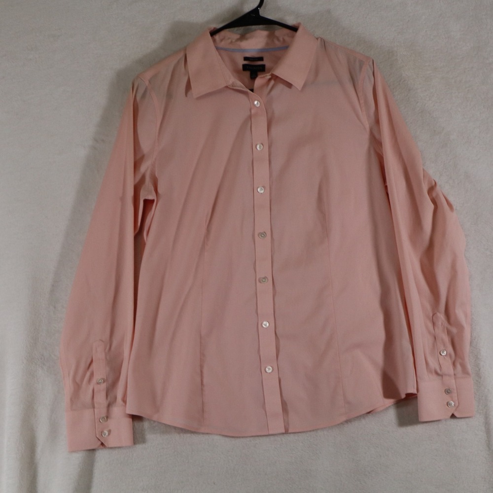 Talbots Women's Size 8 Pink Non-Iron Button-Up Shirt Long Sleeve Career
